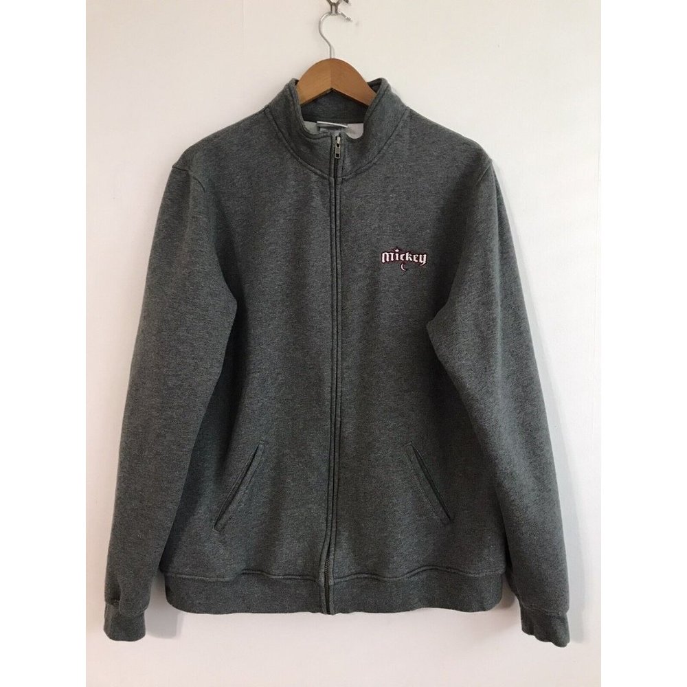 Mickey Mouse Moon Disney Disneyland Resort Men's Gray Large Full Zip Sweater